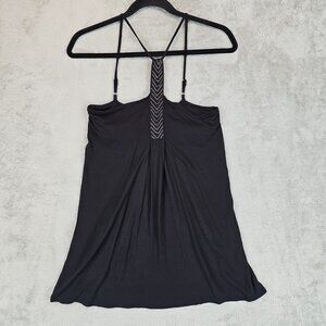 Armani Exchange Tank Top Womens Size S Black Chain Link Detail Flowy Viscose